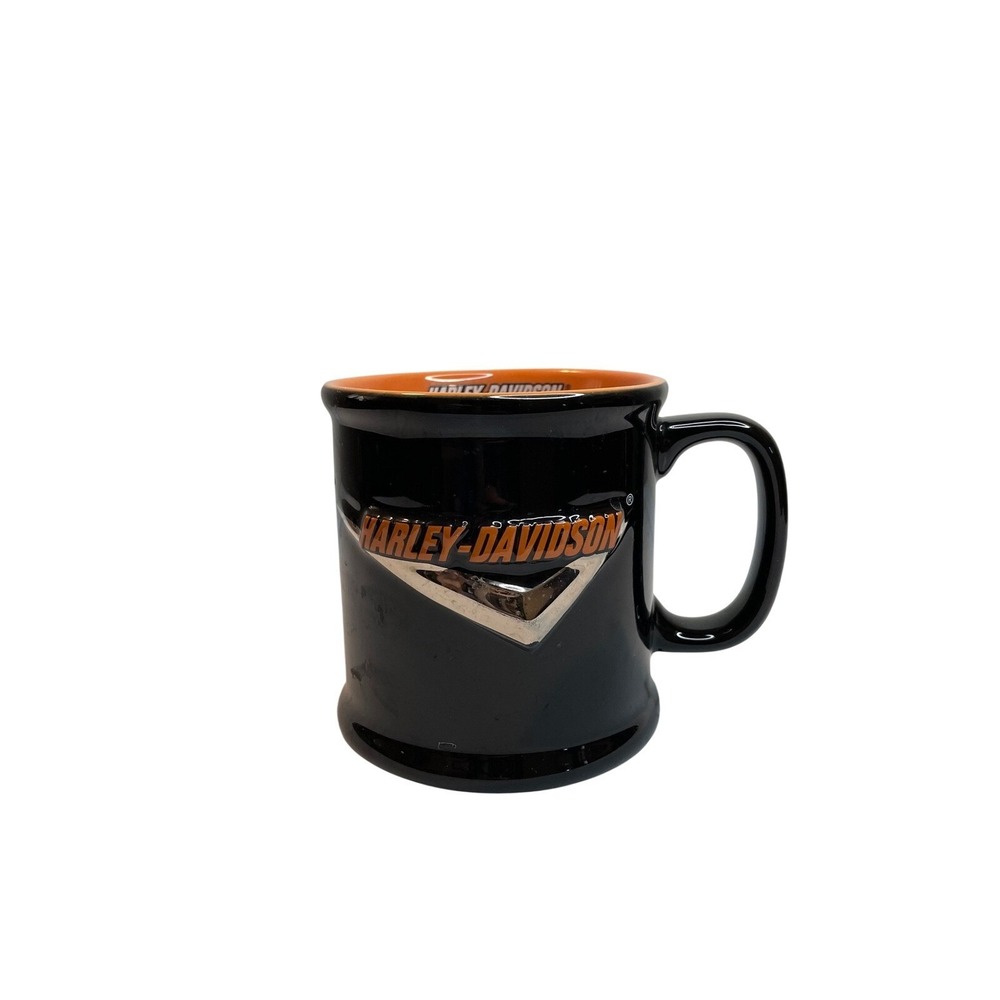 Harley Davidson Black Ceramic Mug Orange Interior Official Licensed Product‎